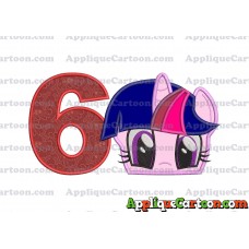 Twilight Sparkle Purple My Little Pony Applique Embroidery Design Birthday Number 6