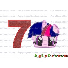 Twilight Sparkle Purple My Little Pony Applique Embroidery Design Birthday Number 7