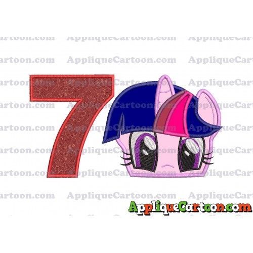 Twilight Sparkle Purple My Little Pony Applique Embroidery Design Birthday Number 7