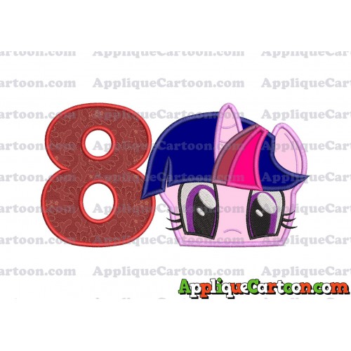 Twilight Sparkle Purple My Little Pony Applique Embroidery Design Birthday Number 8