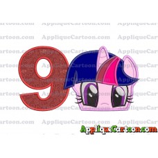 Twilight Sparkle Purple My Little Pony Applique Embroidery Design Birthday Number 9