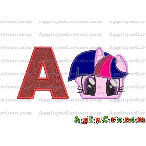 Twilight Sparkle Purple My Little Pony Applique Embroidery Design With Alphabet A