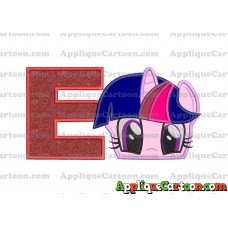 Twilight Sparkle Purple My Little Pony Applique Embroidery Design With Alphabet E