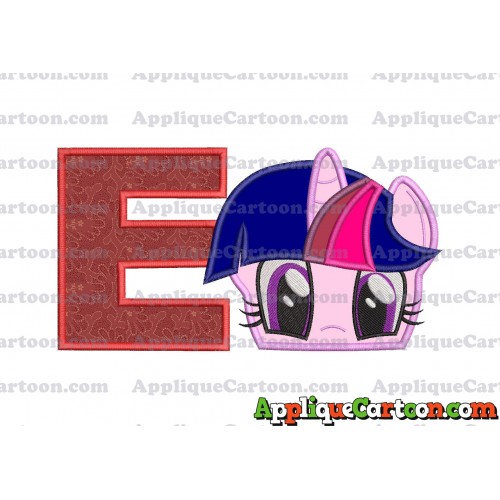 Twilight Sparkle Purple My Little Pony Applique Embroidery Design With Alphabet E