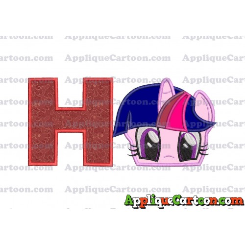 Twilight Sparkle Purple My Little Pony Applique Embroidery Design With Alphabet H