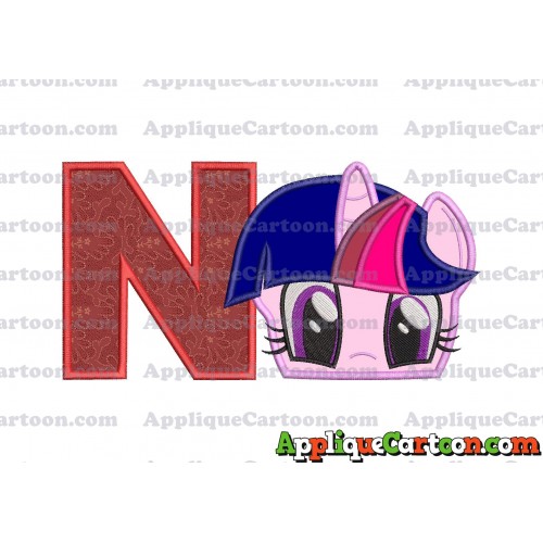 Twilight Sparkle Purple My Little Pony Applique Embroidery Design With Alphabet N