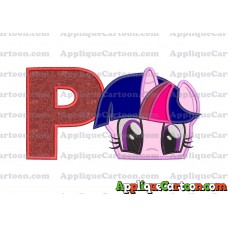 Twilight Sparkle Purple My Little Pony Applique Embroidery Design With Alphabet P