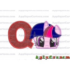 Twilight Sparkle Purple My Little Pony Applique Embroidery Design With Alphabet Q