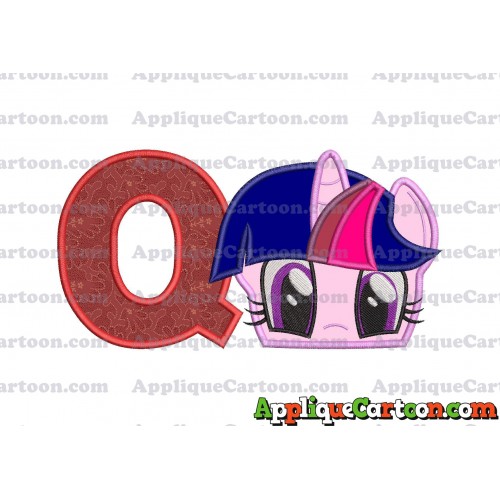 Twilight Sparkle Purple My Little Pony Applique Embroidery Design With Alphabet Q