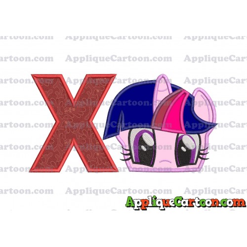 Twilight Sparkle Purple My Little Pony Applique Embroidery Design With Alphabet X