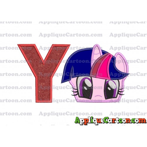 Twilight Sparkle Purple My Little Pony Applique Embroidery Design With Alphabet Y