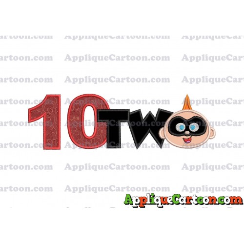 Two Jack Jack Parr The Incredibles Applique Embroidery Design Birthday Number 10