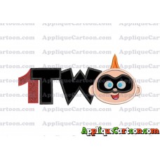 Two Jack Jack Parr The Incredibles Applique Embroidery Design Birthday Number 1