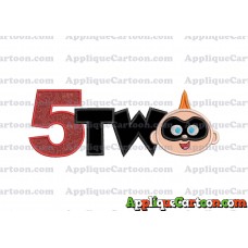 Two Jack Jack Parr The Incredibles Applique Embroidery Design Birthday Number 5