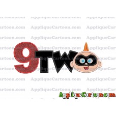 Two Jack Jack Parr The Incredibles Applique Embroidery Design Birthday Number 9