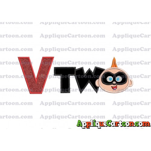 Two Jack Jack Parr The Incredibles Applique Embroidery Design With Alphabet V