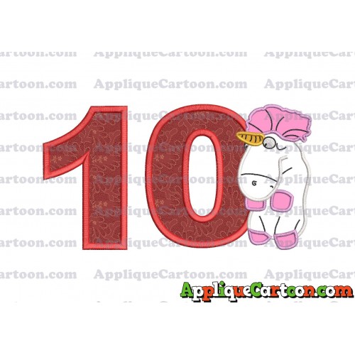 Unicorn Despicable Me Applique Embroidery Design Birthday Number 10