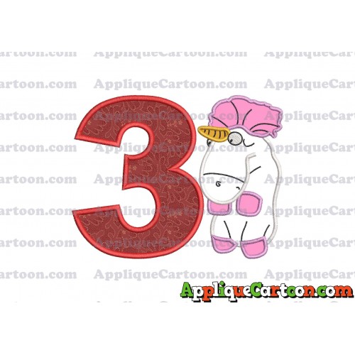 Unicorn Despicable Me Applique Embroidery Design Birthday Number 3