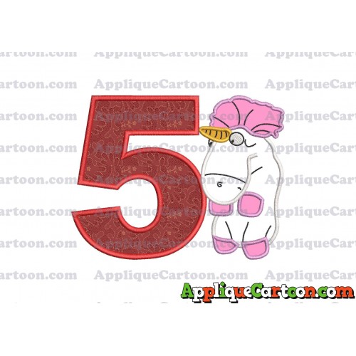 Unicorn Despicable Me Applique Embroidery Design Birthday Number 5