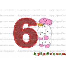 Unicorn Despicable Me Applique Embroidery Design Birthday Number 6
