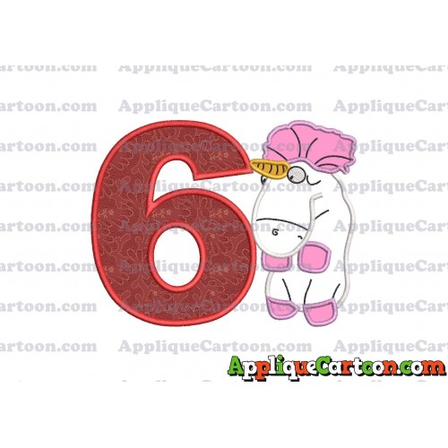 Unicorn Despicable Me Applique Embroidery Design Birthday Number 6