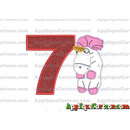 Unicorn Despicable Me Applique Embroidery Design Birthday Number 7