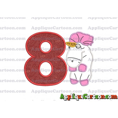 Unicorn Despicable Me Applique Embroidery Design Birthday Number 8
