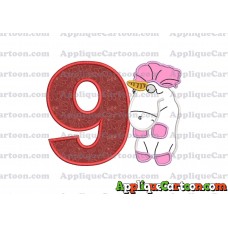 Unicorn Despicable Me Applique Embroidery Design Birthday Number 9