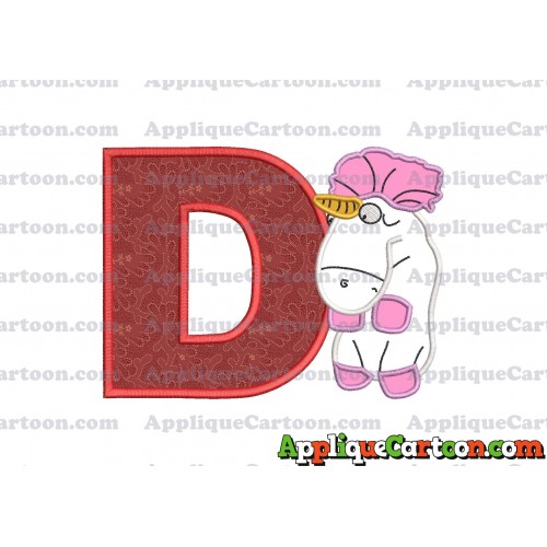 Unicorn Despicable Me Applique Embroidery Design With Alphabet D