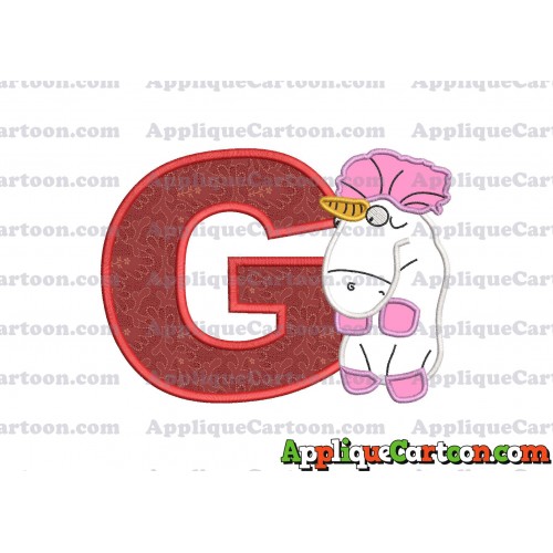 Unicorn Despicable Me Applique Embroidery Design With Alphabet G
