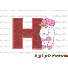 Unicorn Despicable Me Applique Embroidery Design With Alphabet H
