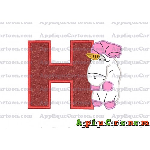 Unicorn Despicable Me Applique Embroidery Design With Alphabet H