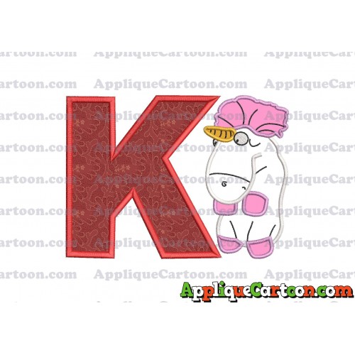 Unicorn Despicable Me Applique Embroidery Design With Alphabet K