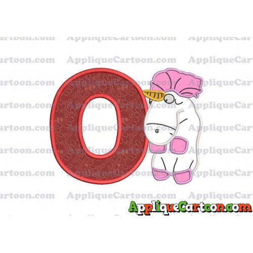 Unicorn Despicable Me Applique Embroidery Design With Alphabet O