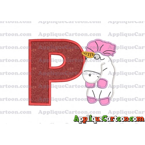 Unicorn Despicable Me Applique Embroidery Design With Alphabet P