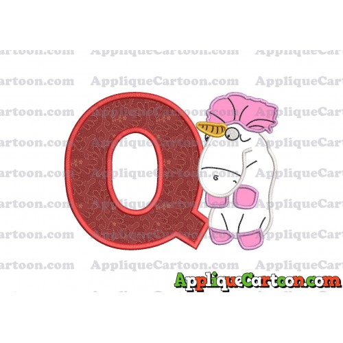 Unicorn Despicable Me Applique Embroidery Design With Alphabet Q