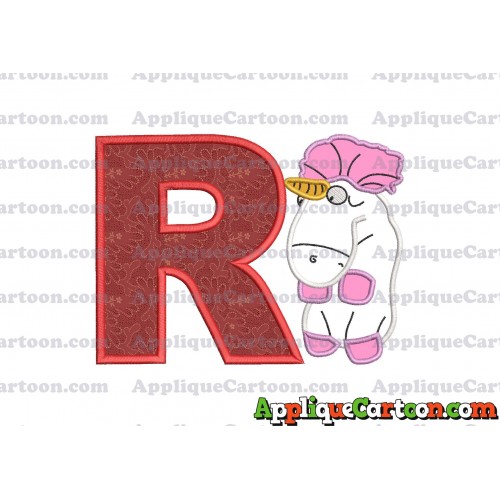 Unicorn Despicable Me Applique Embroidery Design With Alphabet R