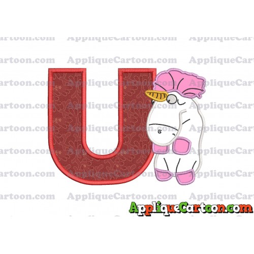 Unicorn Despicable Me Applique Embroidery Design With Alphabet U