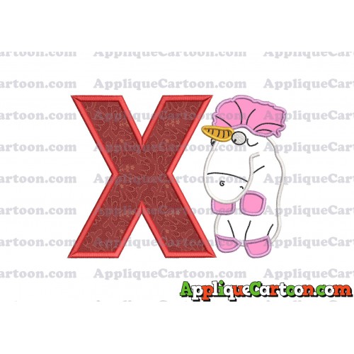 Unicorn Despicable Me Applique Embroidery Design With Alphabet X
