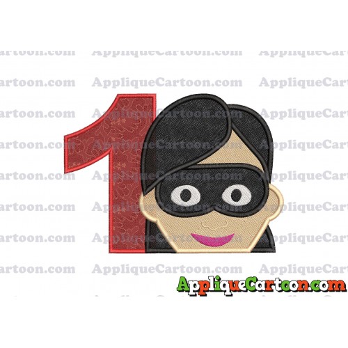 Violet Parr Incredibles Head Applique Embroidery Design (2) Birthday Number 1