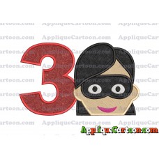 Violet Parr Incredibles Head Applique Embroidery Design (2) Birthday Number 3