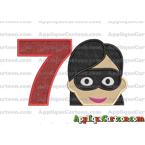 Violet Parr Incredibles Head Applique Embroidery Design (2) Birthday Number 7