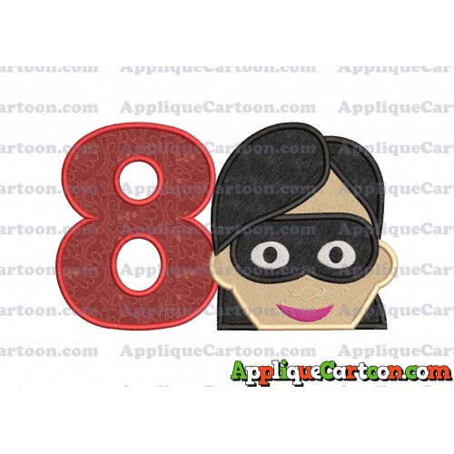 Violet Parr Incredibles Head Applique Embroidery Design (2) Birthday Number 8