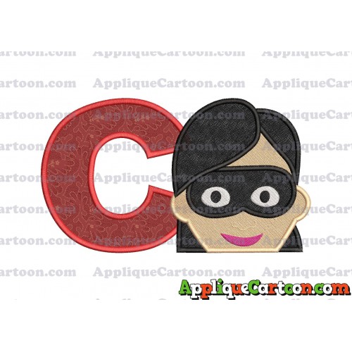 Violet Parr Incredibles Head Applique Embroidery Design (2) With Alphabet C