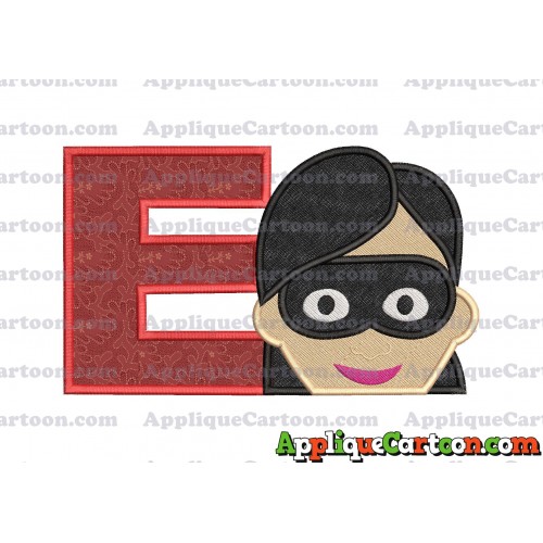 Violet Parr Incredibles Head Applique Embroidery Design (2) With Alphabet E