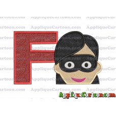 Violet Parr Incredibles Head Applique Embroidery Design (2) With Alphabet F