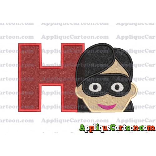 Violet Parr Incredibles Head Applique Embroidery Design (2) With Alphabet H