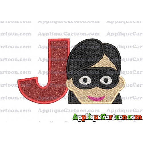 Violet Parr Incredibles Head Applique Embroidery Design (2) With Alphabet J