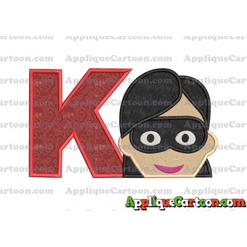 Violet Parr Incredibles Head Applique Embroidery Design (2) With Alphabet K