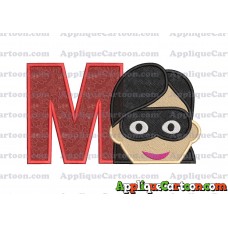 Violet Parr Incredibles Head Applique Embroidery Design (2) With Alphabet M